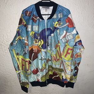 Vintage 80s TY-BREAKERS Football All Over Print AOP Paper Jacket XL USA